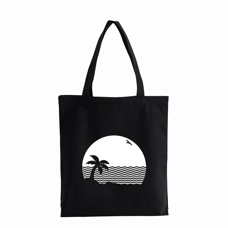 

Холщовая Сумка с принтом рок-группы, Модный саквояж на плечо с черно-белым принтом для молодых студентов, сумка для покупок на ремне