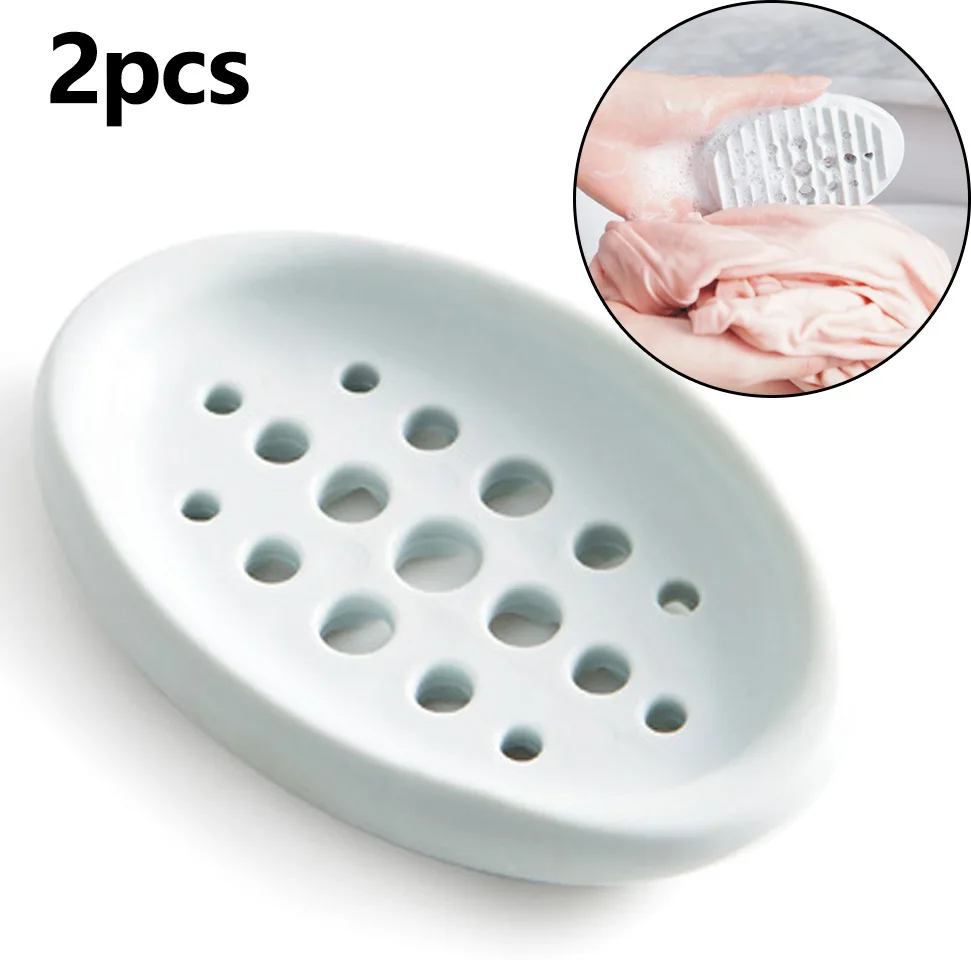 

2pcs Soap Holder Multicolor Storage Tray Rack Draining Silicone Soap Dish Box Kitchen Bathroom Decoration Accessories