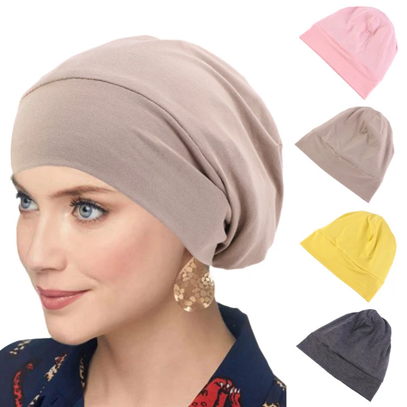 

European And American Popular Elastic Cotton Wide-Brimmed Pullover Cap Lined With Chemotherapy Cap Sleeping Hair Loss Cap