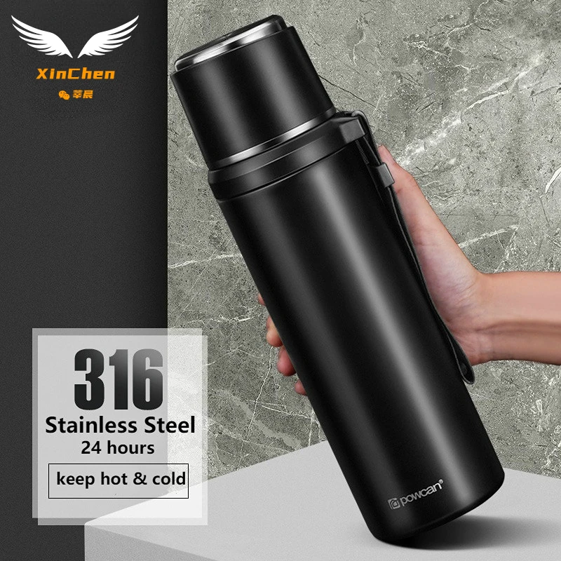 

XinChen 500ml/800ml/1000ml Thermos Mug 316 Stainless Steel Vacuum Flask Portable Thermos Bottle for Office Travel Hiking Cycling