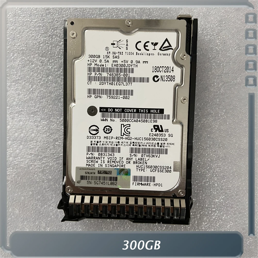 300GB For HP 759208-B21 300G SAS 15K 12G 2.5 759546-001 Server Hard Disk