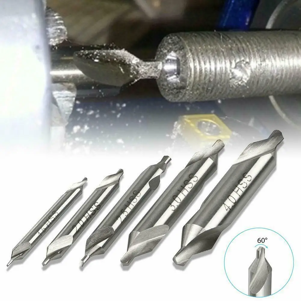 

5Pack #1.5/2/2.5/3/4mm Combined Fixed Point Drill Countersink Bit Lathe Mill Tackle Tool Double End