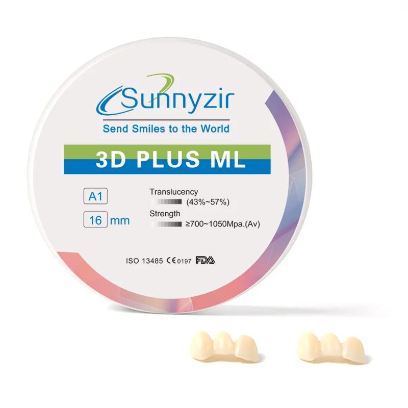 Sunnyzir Factory Made Dental Lab Zirconia Disc Bleach BL1 BL2 BL3 Preshade Multilayer Dental Ceramic Blocks