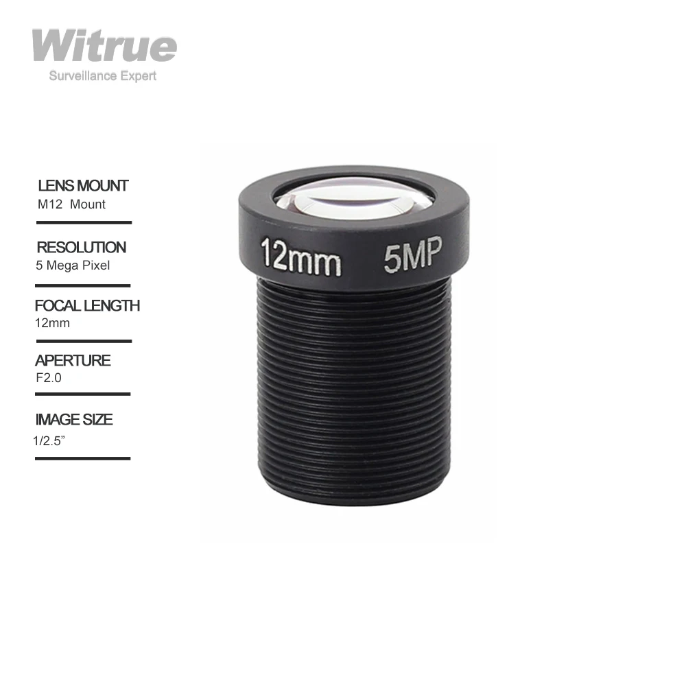 

Witrue HD CCTV Lens 5.0Megapixel 12mm M12 Mount F2.0 Fixed Iris Format 1/2.5" for IP Camera Security Cameras