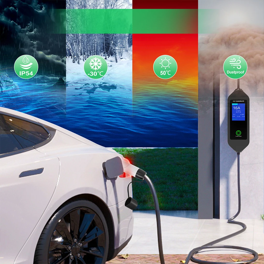 32A 7KW 5M однофазный 3PIN Тип 2 зарядный кабель CEE с ЖК-дисплеем портативное зарядное