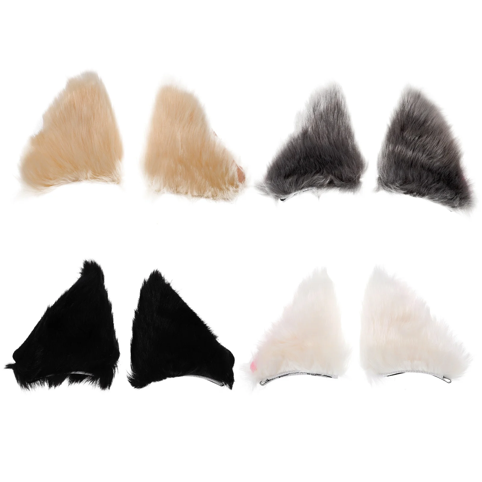 

Заколки для волос с кошачьими ушками, пушистые аксессуары, плюшевый головной убор для и, 4 пары