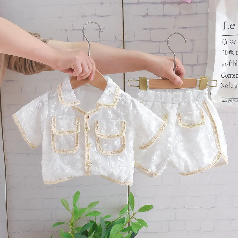 Girls 1 To 6 Years Clothing Sets Summer Children Fashion Sleeveless Shirts Shorts 2pcs Tracksuits For Baby Kids Party Suits 2022