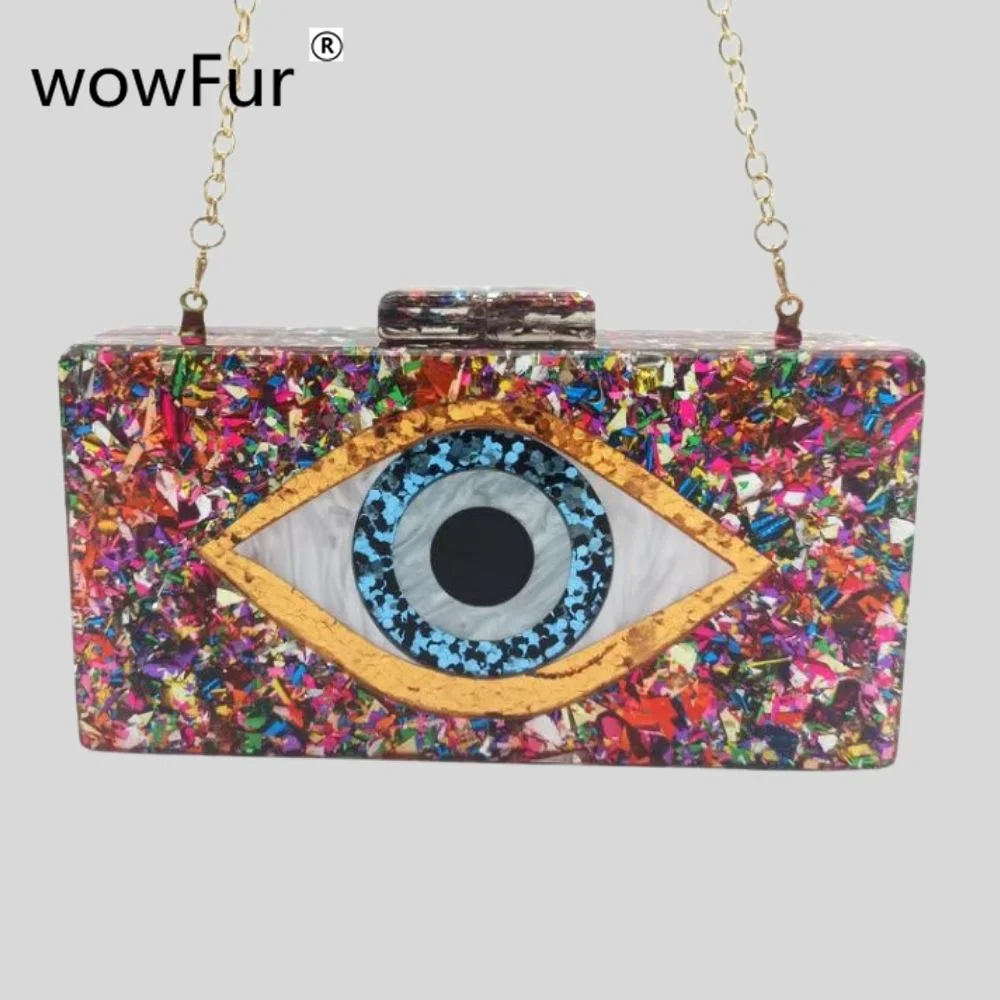 

Сглаза акриловые кошельки и сумочки для женщин Многоцветный перспекс геометрические узоры коробка клатч банкет вечерние кросс-боди кошеле...