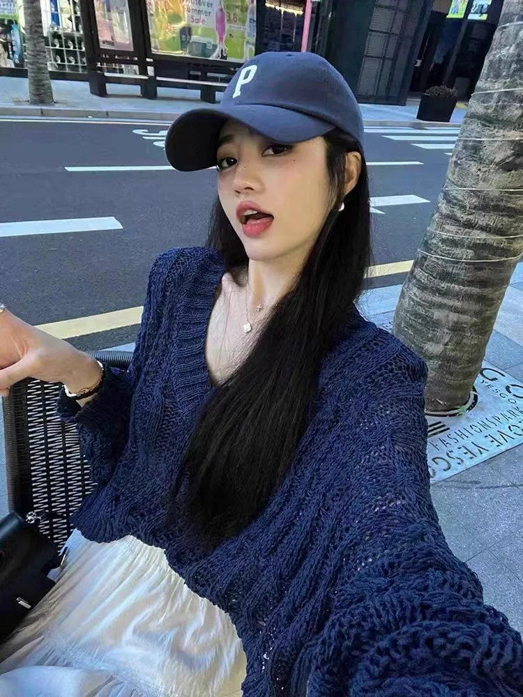 Азиатская культура Y2g Millennium Сексуальная одежда Комплект свитера с v-образным