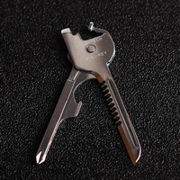 6 in 1 key knife outdoor stainless steel multi function edc gadget bottle opener screwdriver portable combination