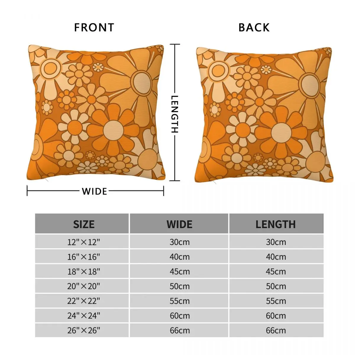 Фото Наволочка квадратная Sunny Orange Marigold Ochre из полиэстера, льна и бархата с узором, на молнии, декоративная, для подушки, чехол для кровати №2