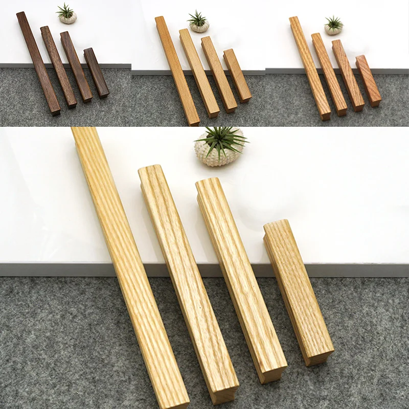 

Natural Solid Wood Cabinet Pulls With Screw Kitchen Beech Cupboard Knobs Wardrobe Drawer Closet Dresser Handle
