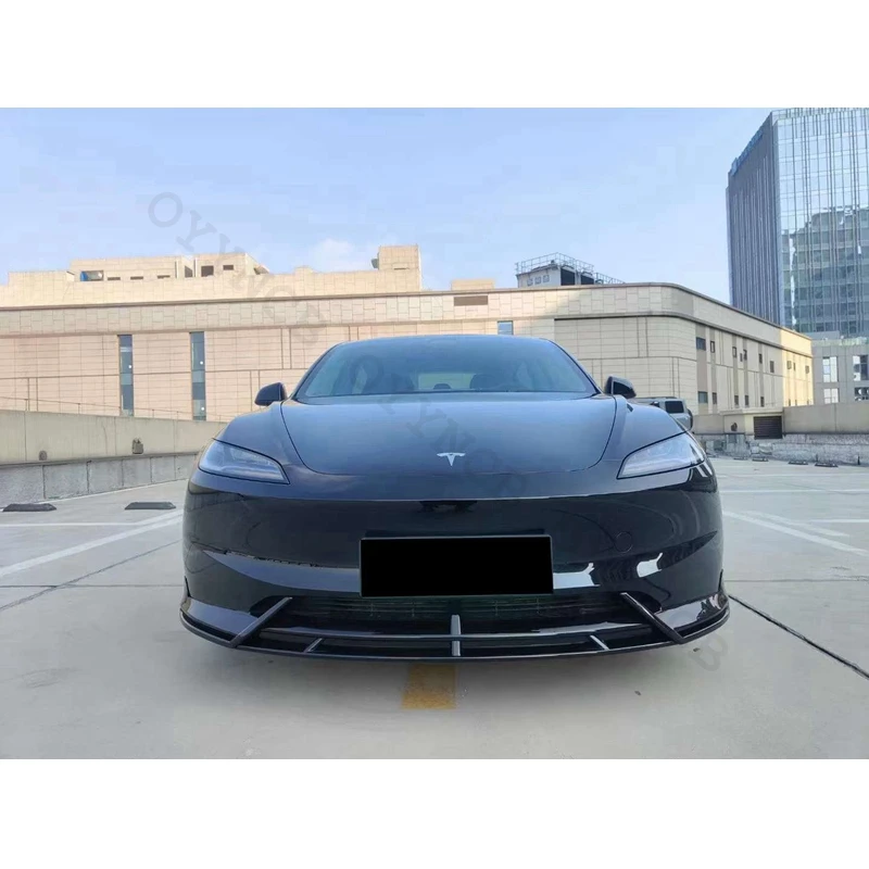 Передний бампер для губ Tesla 2024 Model 3 глянцевый черный карбоновый внешний вид