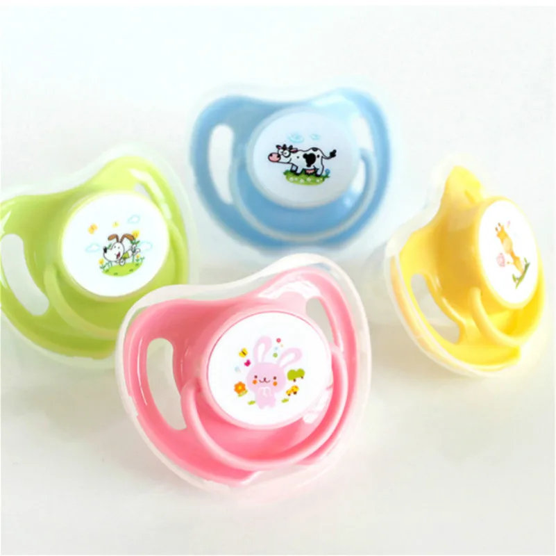 

1PCs Appease Pacifiers Baby Cotton Animals Printing Safe Food Grade Silicone Cute Baby Round and Flat Nipples Pacifiers