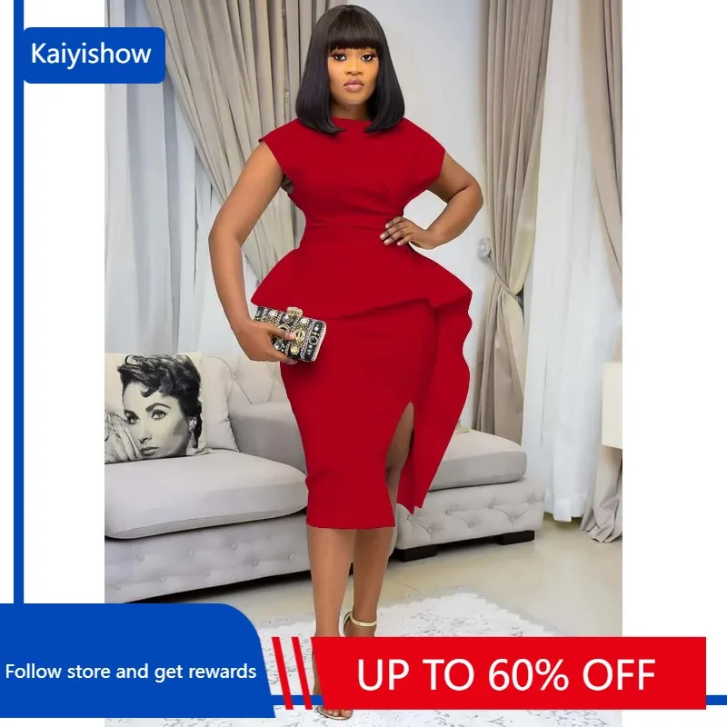 

Elegant African Dresses for Women Summer Elegant African Short Sleeve O-neck Blue Black White Red Polyester Knee-length Dress