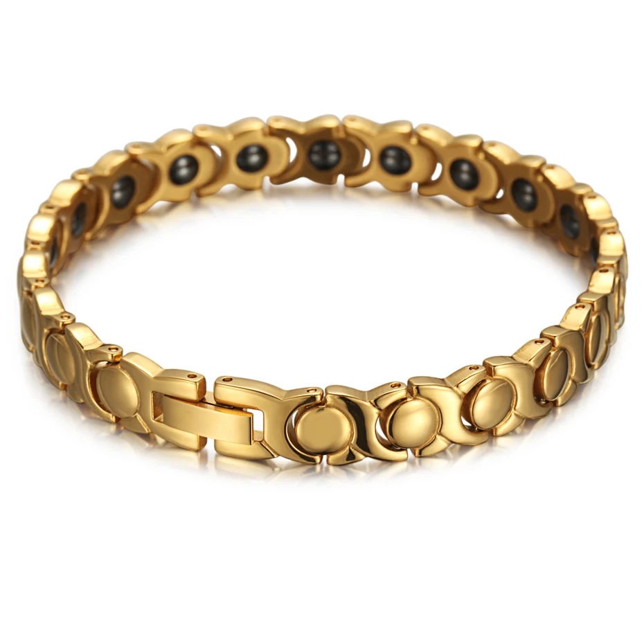 RainSo Hematite Bracelets & Bangles For Women Hot Sale Healing Magnetic Stainless Steel Zircon Fashion Jewelry