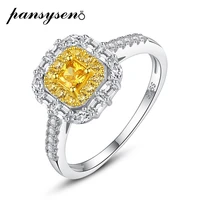 pansysen classic 100 925 sterling silver 4mm citrine lab moissanite wedding engagement rings women wholesale fine jewelry ring