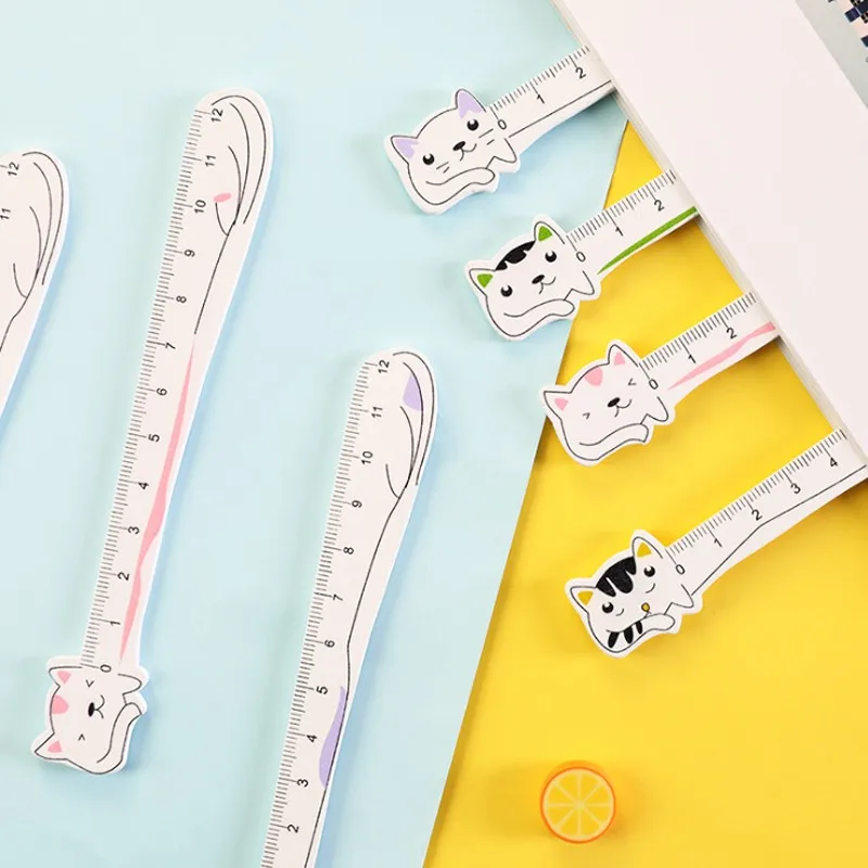 

Линейка в форме милого кота, деревянная линейка с животными, школьные принадлежности, Канцтовары, 40 шт.