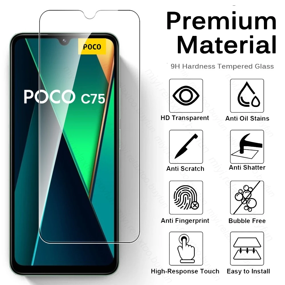 Защитное стекло 8в1 для Xiaomi Poco C75 PocoC75 Poko Little C-75 C 75 75C 4G NFC 2024 Защитная пленка