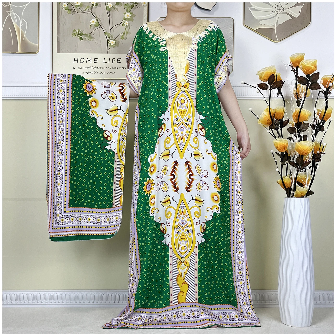 Новое женское платье с принтом в Дубае летнее свободное короткими рукавами