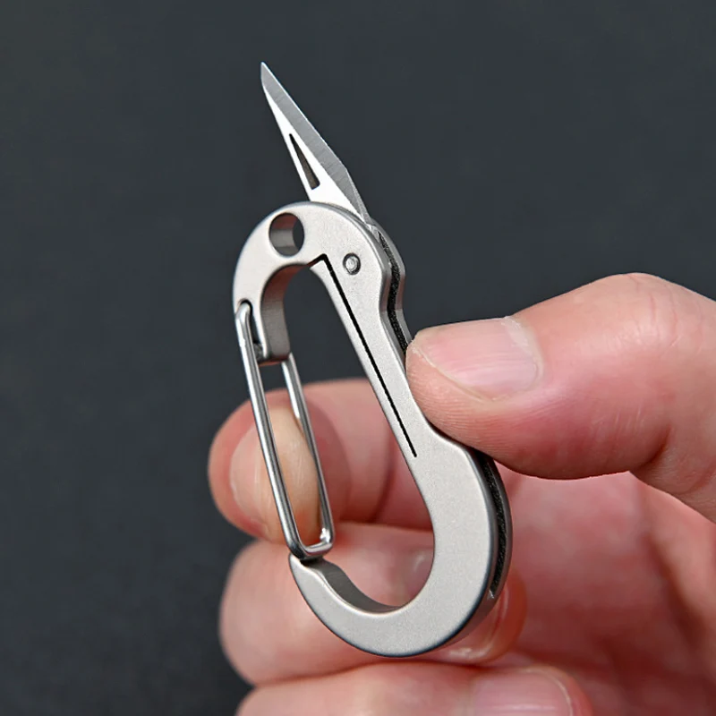 

Mini Titanium Alloy Knife Carabiner Folding Pocket Portable Outdoor Pocket Knife EDC Multifunction Military Tactical Knife