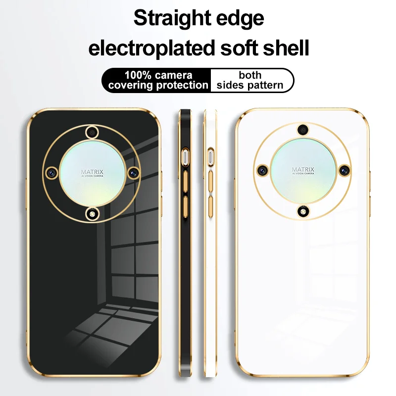 Luxury Straight Edge Electroplating TPU Soft Back Cover For Honor X9a Honar Honer X 9a 9 a 5G RMO-NX1 6.67" Lens Protection Case
