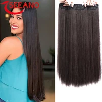 SEEANO Synthetic Hair extension Straight hair Heat-Resistant Fiber Fake Hair Wig Long Hair Piece with two clips Three-piece suit
