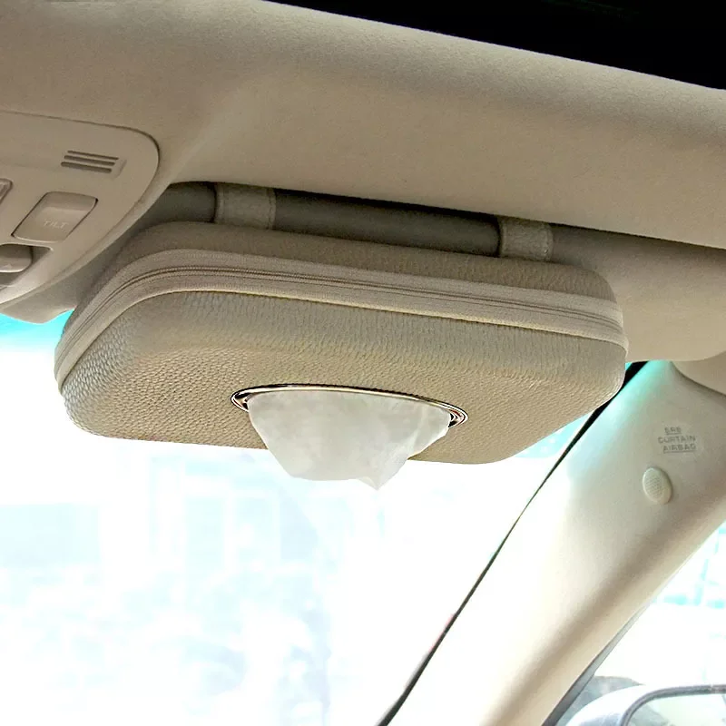 

Car Visor Tissue Holder, PU Leather Car Napkin Holder Luxury Car Tissue Box Case Paper Towel Box Car Accessories