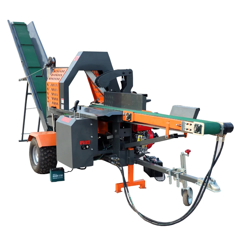 20 Ton Gasoline Log Splitter Wood Processor With Hydraulic Horizontal Woodworking Firewood Processor Forestry Machinery