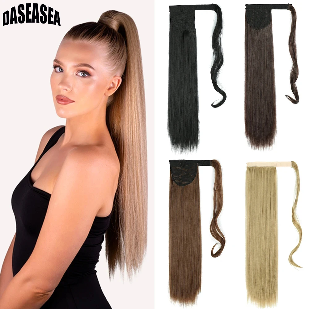 

Натуральный парик для конского хвоста 24 дюйма, искусственные волосы, длинный накладной хвост, удлинение, модные прямые волосы, реалистичный парик для конского хвоста