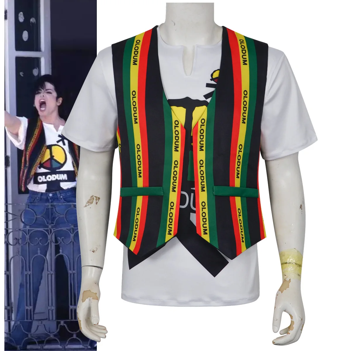 Фото Редкая ретро-футболка MJ Michael Jackson Olodum Brazil MV с антивоенной символикой «Они нас не интересуют» для мира №2