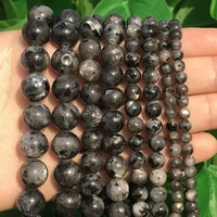 natural black labradorite larvikite stone beads 4681012mm round beads for jewelry making diy earrings bracelet necklace 15