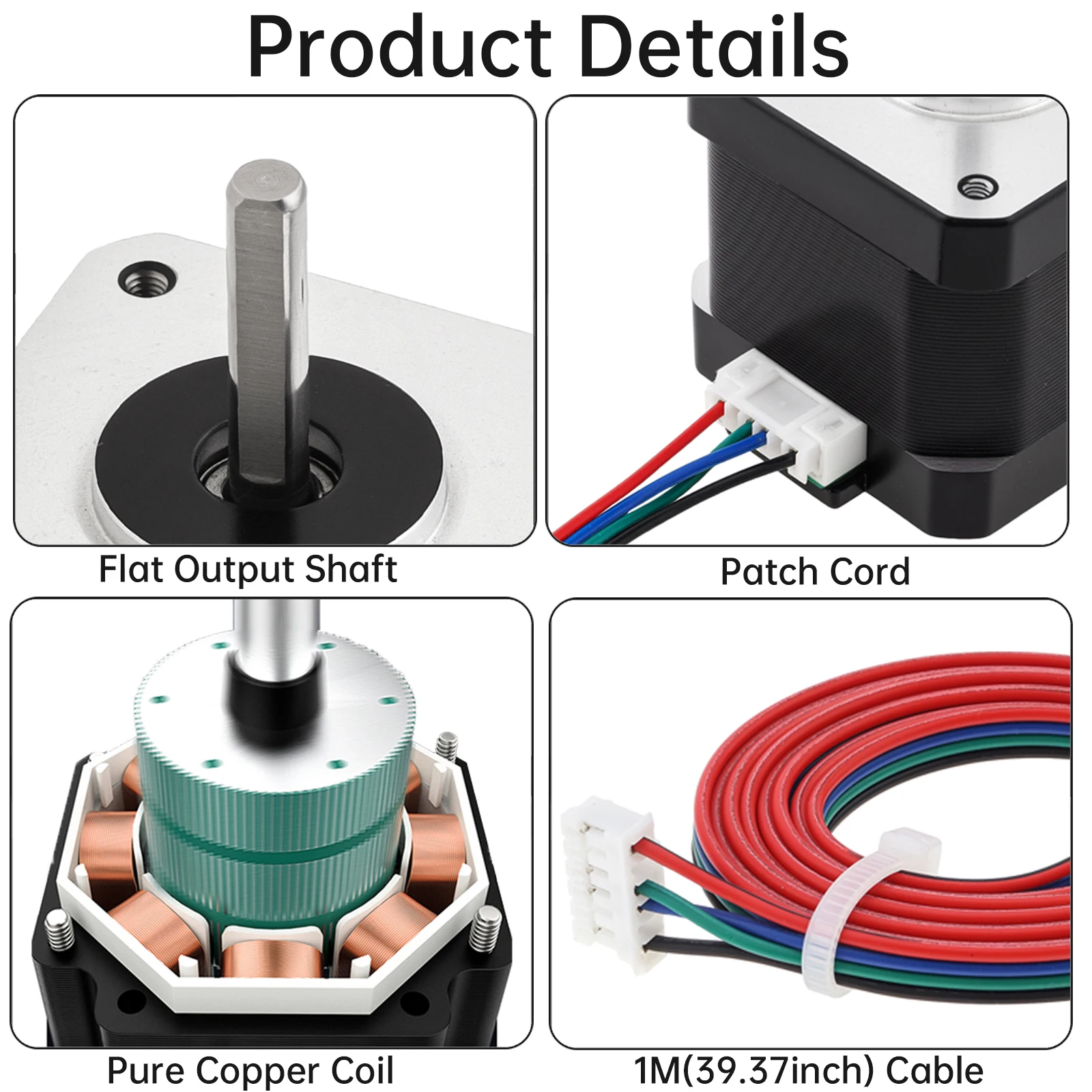 Фото Шаговый двигатель Nema 17, 60 мм, биполярный, 2А, 85 Н·см, 42-й тип двигателя, 2-фазный, 4-проводной, биполярный шаговый двигатель, угол шага 1,8 градуса, для DIY CNC 3D-принтера. №5