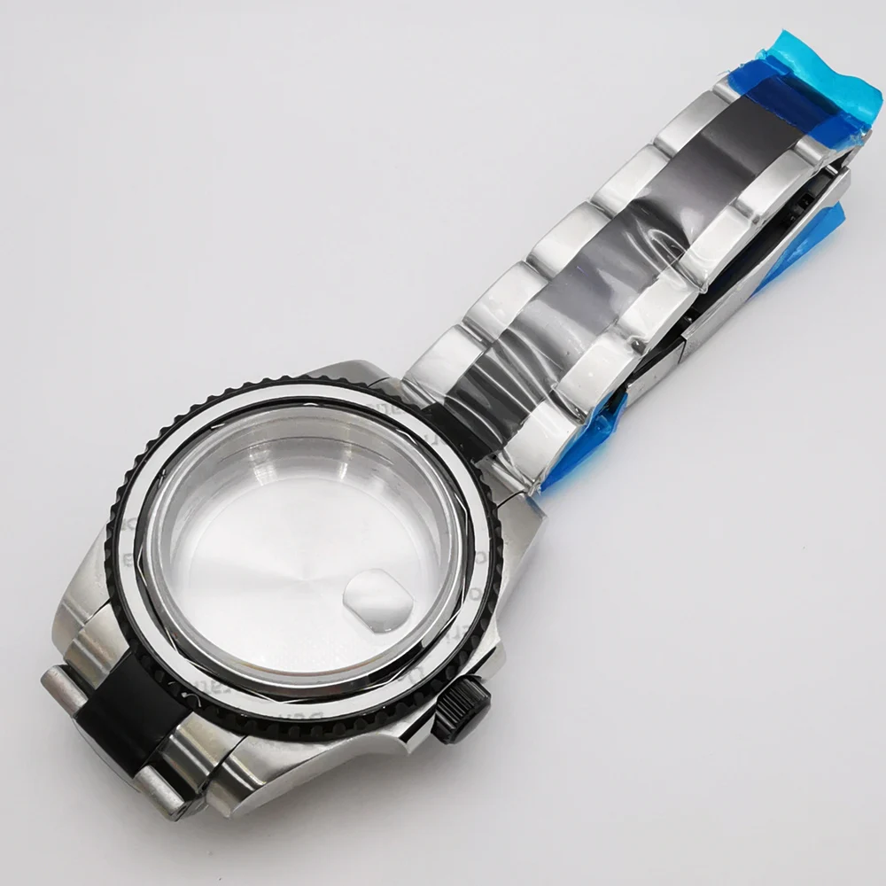 40mm sliver black watch case sapphire glass bracelet fit NH35 NH36 ETA2824 2836 DG2813 3804 Miyota 8215 PT5000 movement enlarge