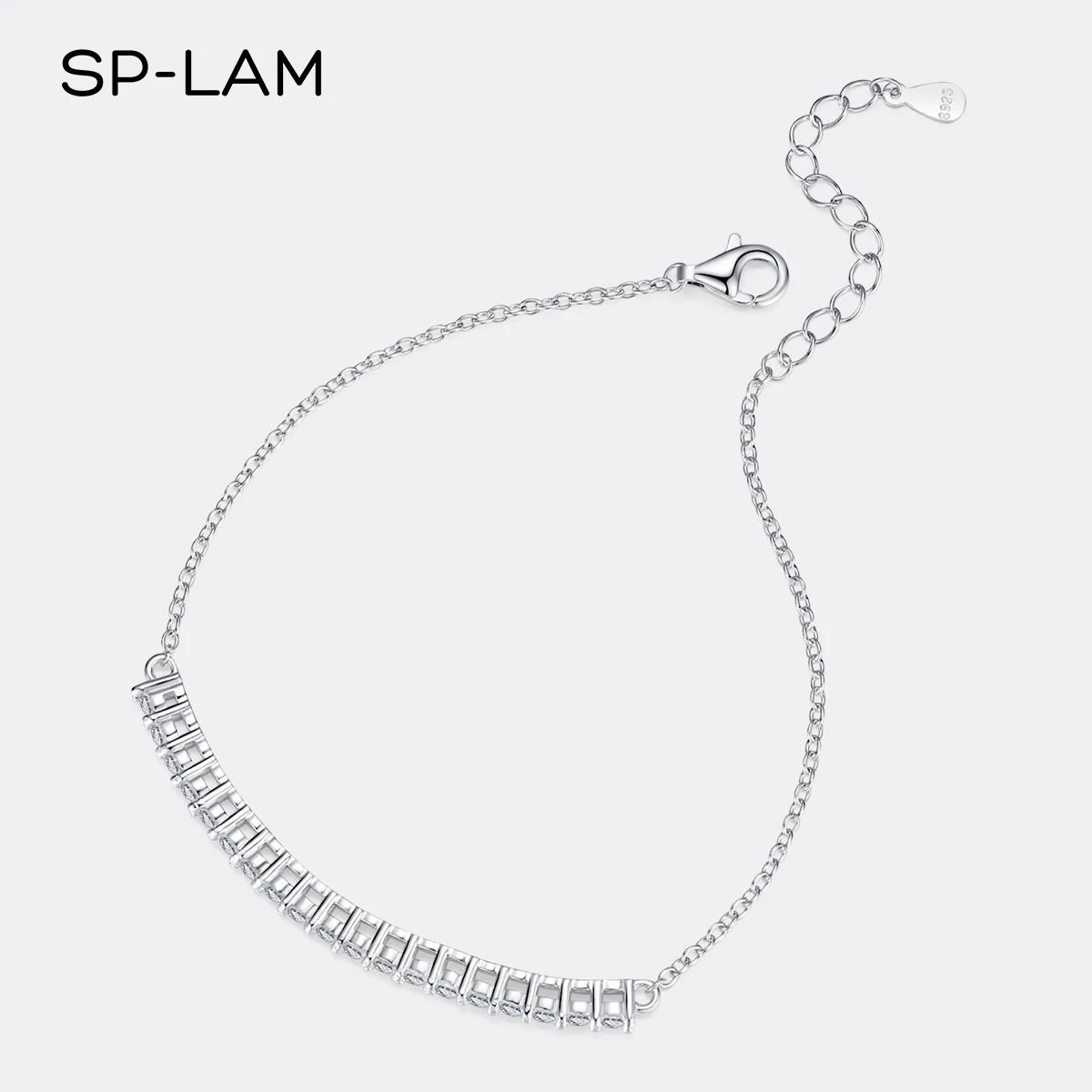1.14 Каратный Роскошный Браслет с Моиссанитом S925 Серебро Женский Тонкий Круглый Вырез Лабораторный Алмаз Звено Высококачественные Украшения.