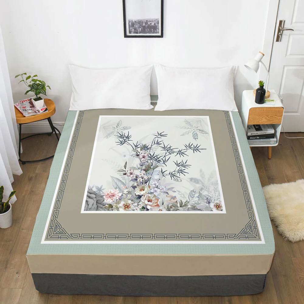 

1pc Elastic fitted sheet bed sheet With An Elastic Band Mattress Cover Customizable size Bed cover Bedding landscape branch