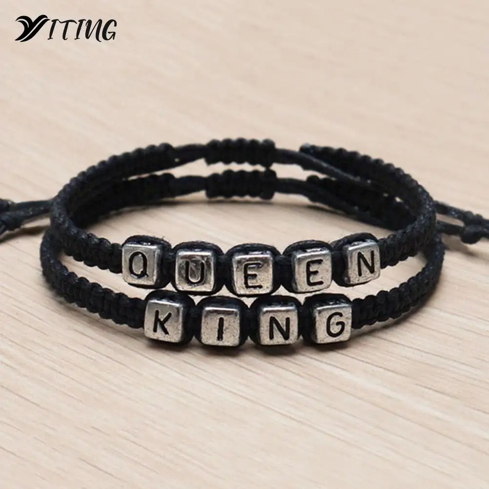 Комплект из 2 предметов, 18 см Netrual веревка Браслеты King Queen браслет для пары комплект ювелирных изделий ручной работы, влюбленных, браслет на заказ ко дню рождения дружбы подарки Комплект из 2 предметов, 18 см Netrual веревка Браслеты King Queen браслет для пары комплект ювелирных изделий ручной работы, влюбленных, браслет на заказ ко дню рождения дружбы подарки