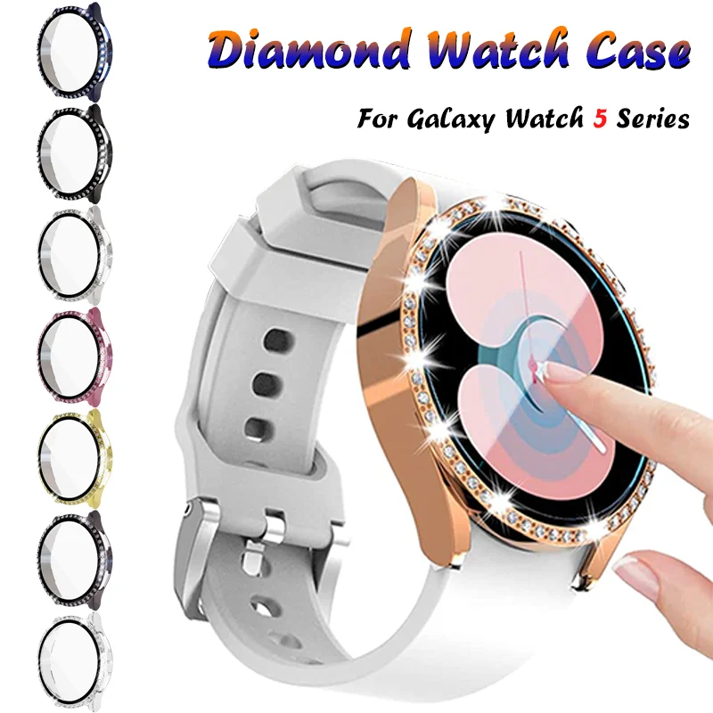 

Diamond Watch Case for Samsung Watch 5 40mm 44mm with Tempered Glass Screen Protector Bumper for Galaxy Watch 5 Pro PC Cover
