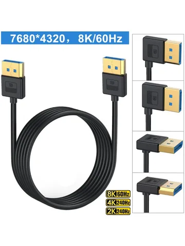 Силикон 90 °   Угловой Кабель DisplayPort 1.4 Поддержка 8K/60 Гц 4K/144 Гц До 5 М Аудио- И Видеокабель Mini DisplayPort «папа...