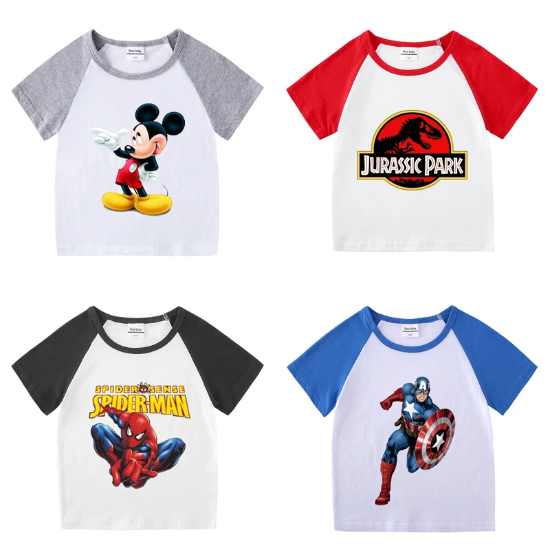 

Disney 2022 Summer Children's Clothing Boys Short Sleeve T-shirt Kids shirt Child's Cotton Clothes Boys Spiderman T-shirts