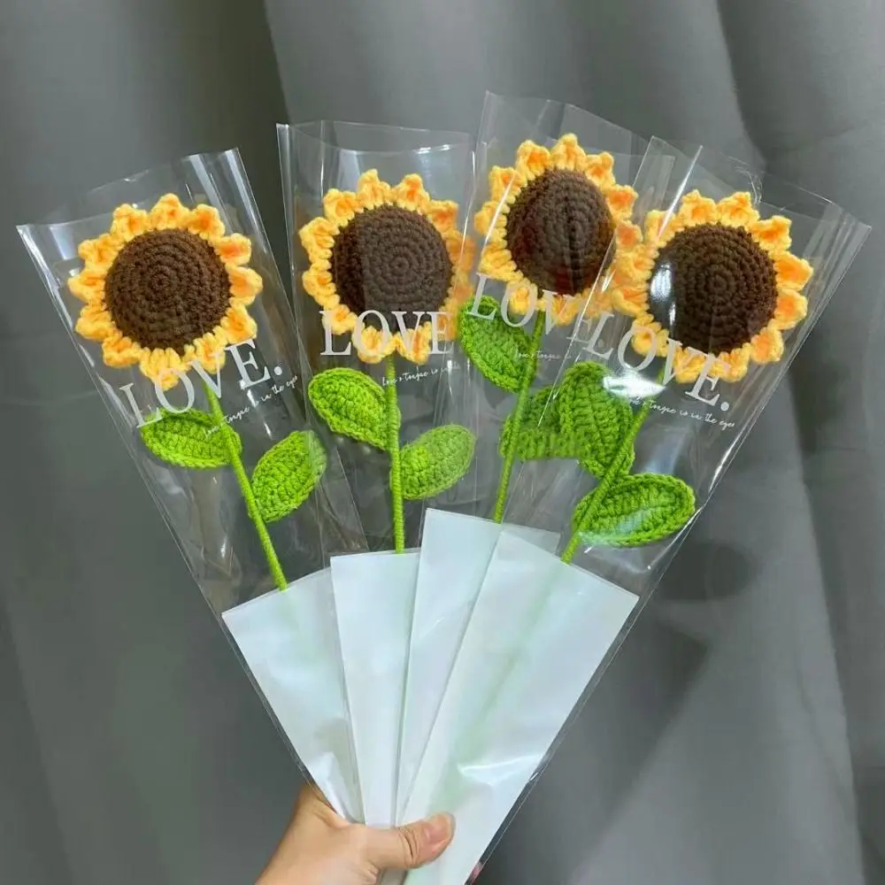 

Valentine's Gift Iraqi Cotton Not Fade Wedding Gift Vase Ornament Knited Flower Table Fake Flowers Sunflower Bouquet