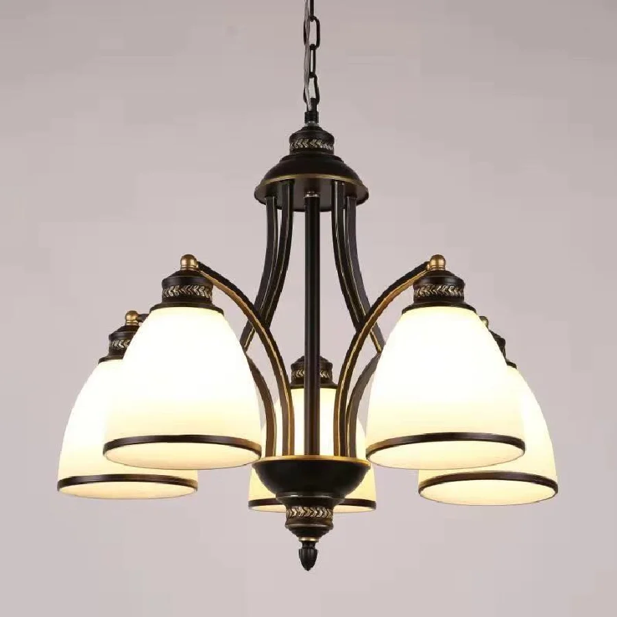 

Люстра LukLoy в стиле ретро для гостиной, керамический абажур, подвесные светильники для столовой, классическая люстра в стиле лофт для лестни...