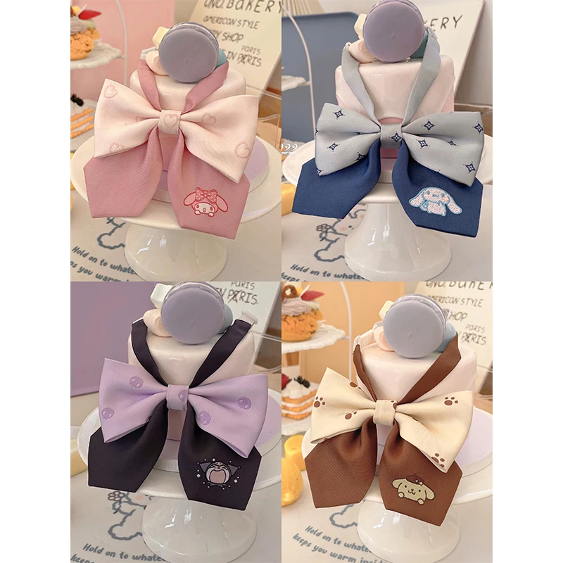 

Anime Sanrio Cinnamoroll Mymelody Pompompurin Kuromi kawaii Cartoon Sweet Macaron Jk Uniform Bow Tie Gift for Girls