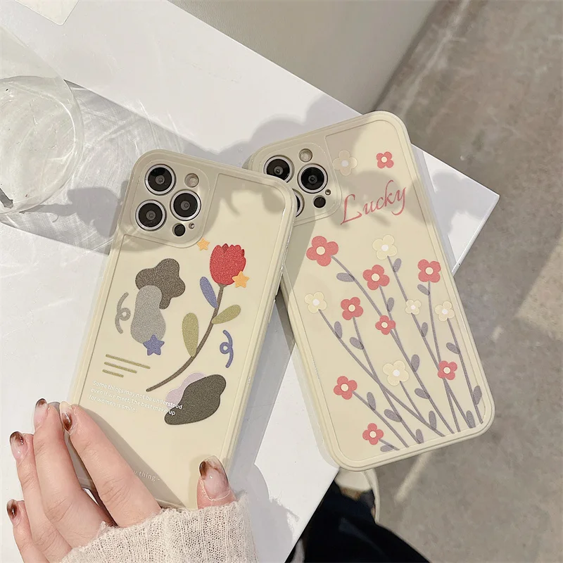 

Creative Sweet Cute Fashion Flowers Letter Full Edge Anti-drop Shell For iphone 11 12 13 Pro Max XR X Xs 6 7 8 Plus Phone Case