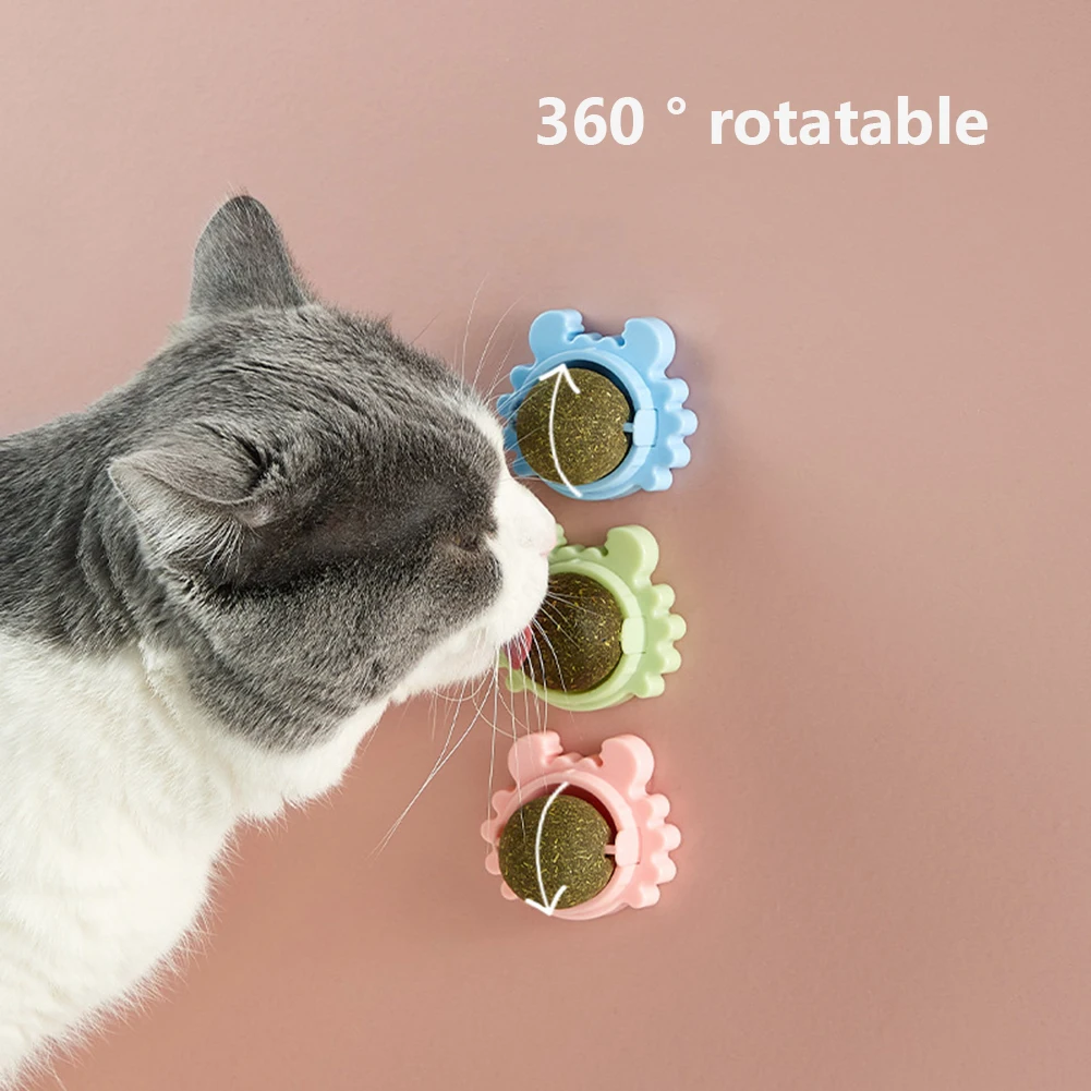 

1 PCS Cat Catnip Toys Licking Healthy Nutrition Candy Snacks Pet Roducts 360° Rotation Ball Cleaning Teeth Teasing Supplies