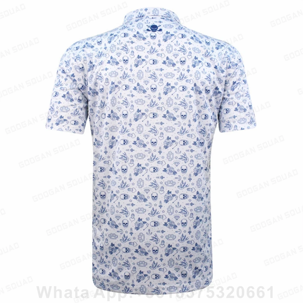 2023 New Men Golf Wear Floral Casual Print Fashion Tops Polo Clothing Short Sleeve T-shirt Quick Dry Breathable Polos Shirt