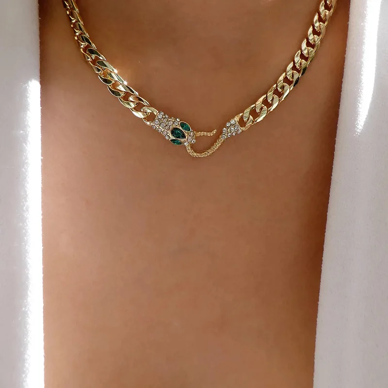 

Богемное ожерелье в виде змеи, подвеска с голубыми глазами, Женская цепочка до ключиц, трендовые ювелирные изделия унисекс, подарки, ожерелья