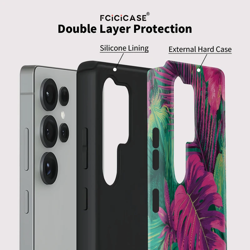 Фото Чехол для телефона Fcicicase Leaves для Samsung Galaxy S24 S23 S20 FE Plus S25 Ultra A36 A56 A26 A16 5G, акриловый противоударный чехол для ПК №2