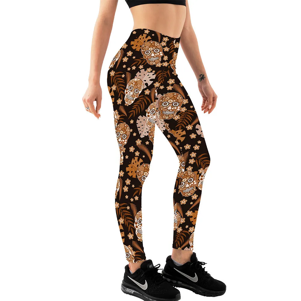 FCCEXIO Brand 2022 New Skull 3D Print Women High Waist Legging Fashion  Fitness Elastic Autumn Girl Leggings Sexy Leggins