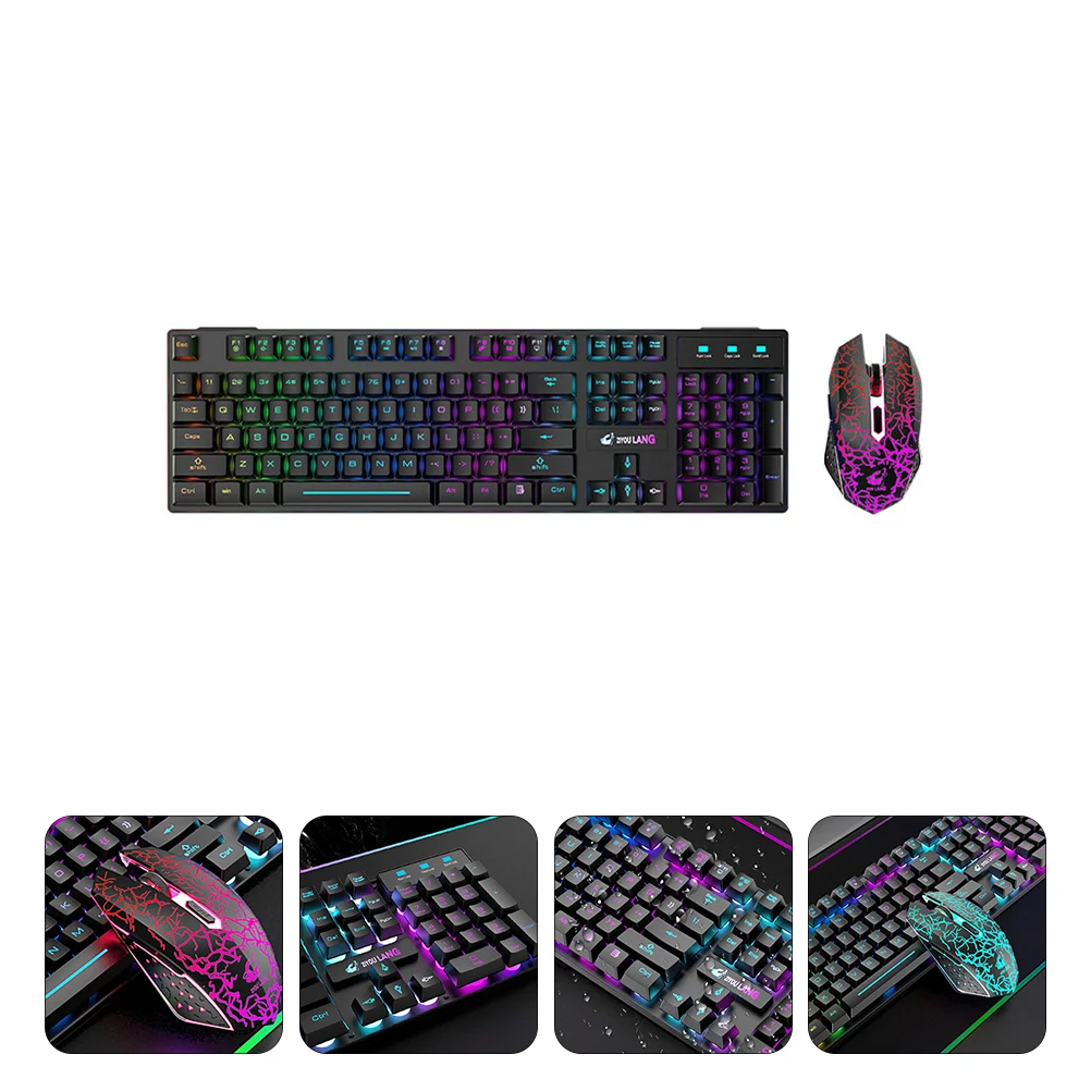 

1 Set Luminous Rainbow Backlit Wirless Gamer Gaming Keyboard Charging Keyboard